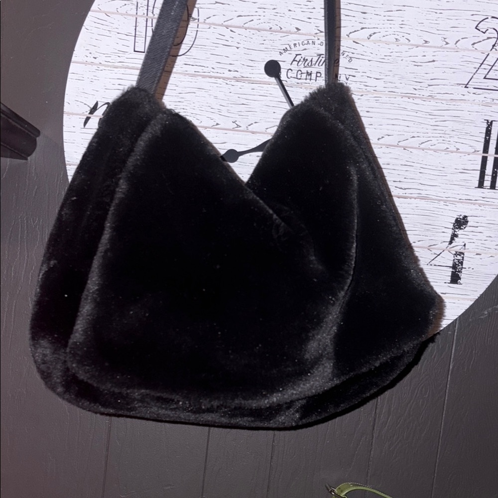 Black Faux Fur Shoulder Bag